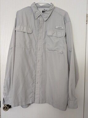 Habit Fishing Shirt Mens XL Gray Long Sleeve Button Up Vented Hiking Outdoors